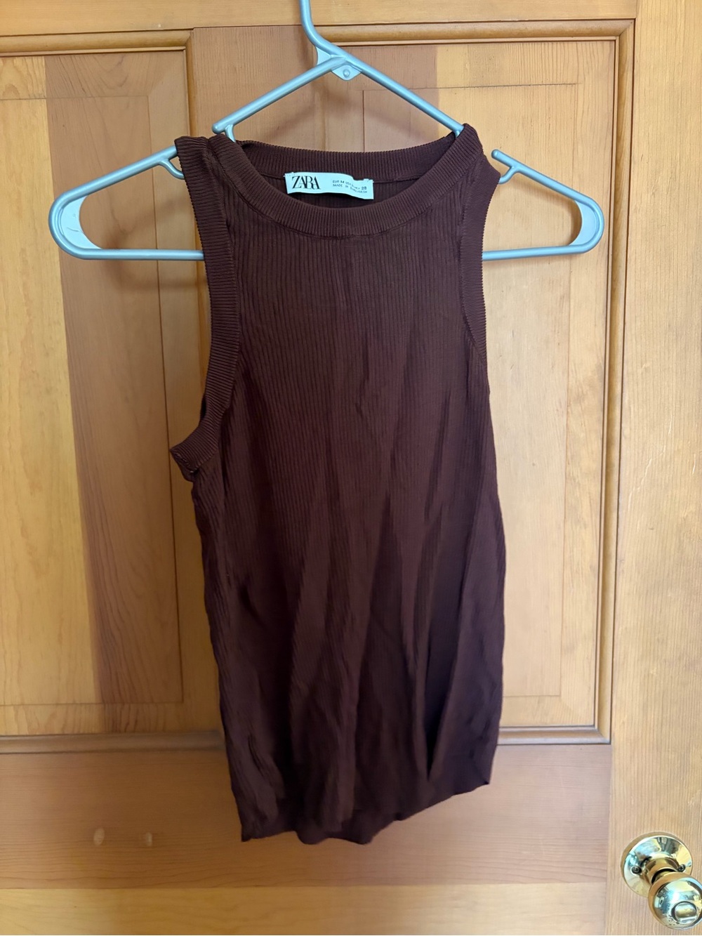 ZARA Women’s Brown Ribbed Tank Top